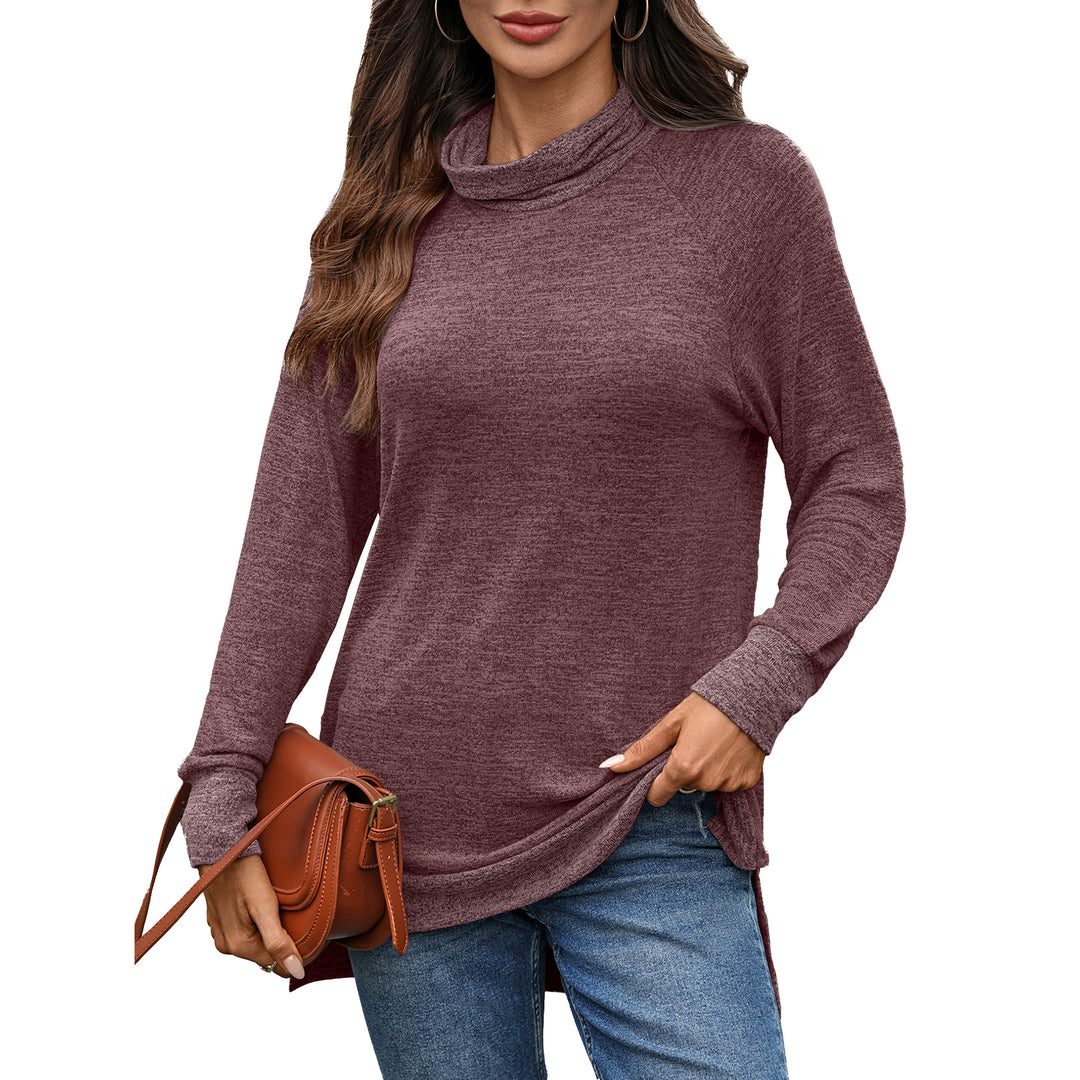 Casual sweater for women with high collar and side slits Lune London