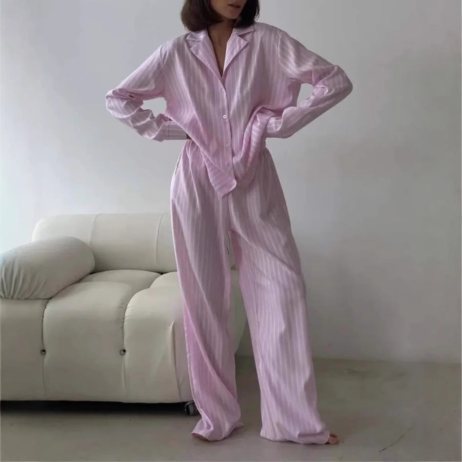 Ladies Luxurious Chic Striped Pajama Set
