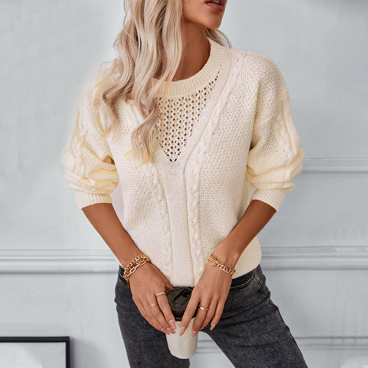 Knit sweater for women with modern V-neck and twist design Lune London