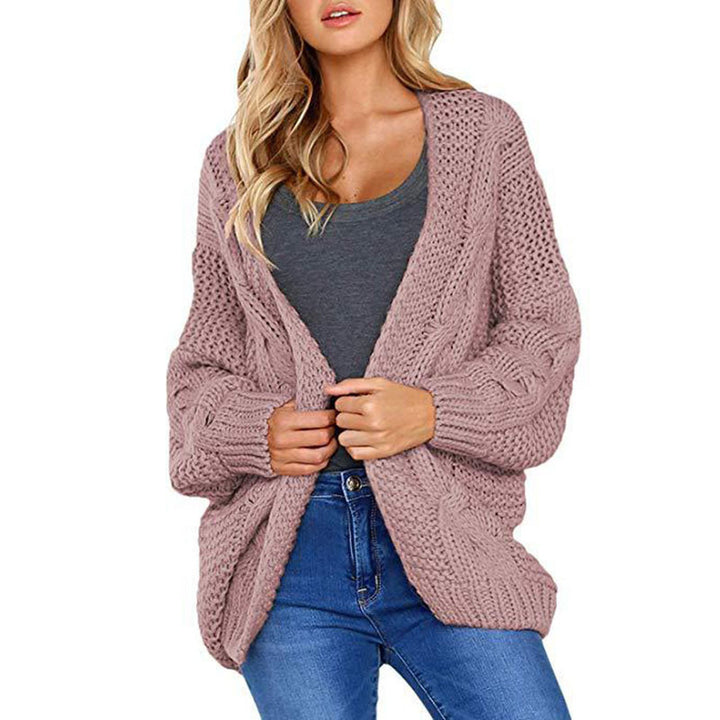 Ladies Chunky Knit Cardigan with relaxed silhouette and tied details Lune London
