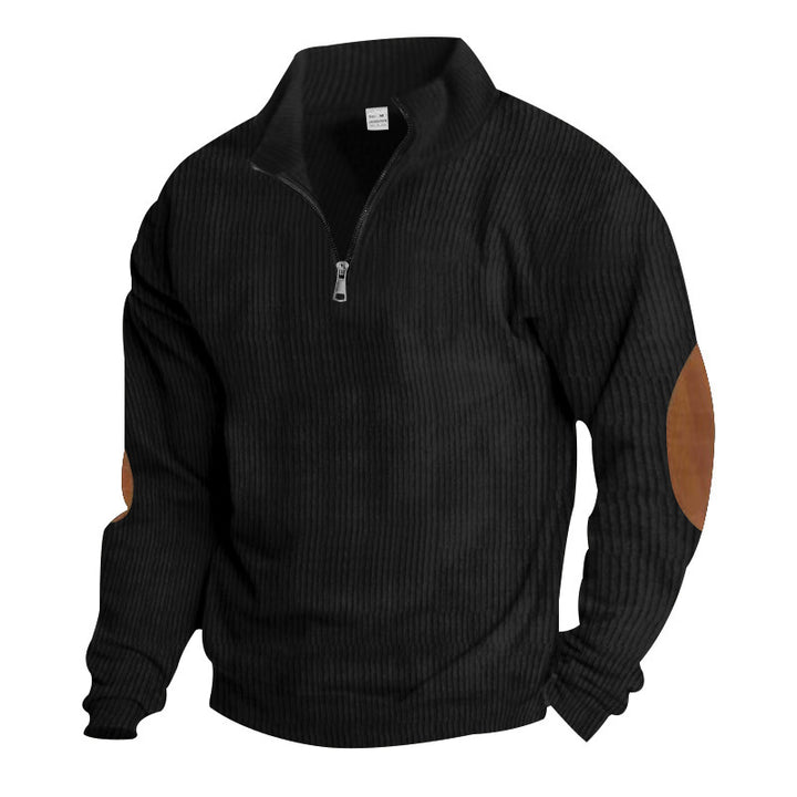 Men's sweater with high collar and leather applications Lune London