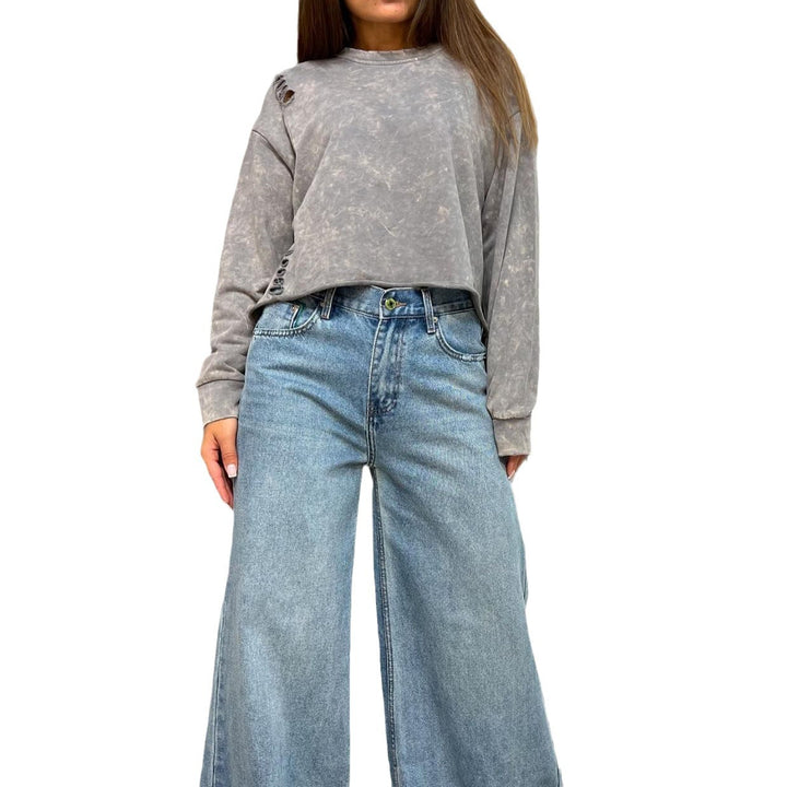 Ladies casual oversized sweater with trendy cutouts Lune London