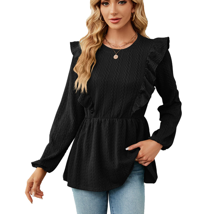 Trendy blouse for women with ruffled details and elastic waist Lune London