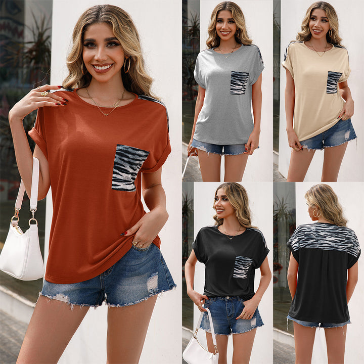 Casual women's T-shirt with unique animal print pocket and oversized cut Lune London