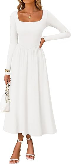 Robe midi élégante pour dames avec col carré et manches longues Chic & Stil