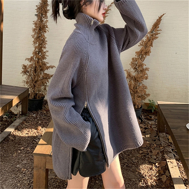 Pull en tricot oversize pour femmes avec col montant Chic & Stil