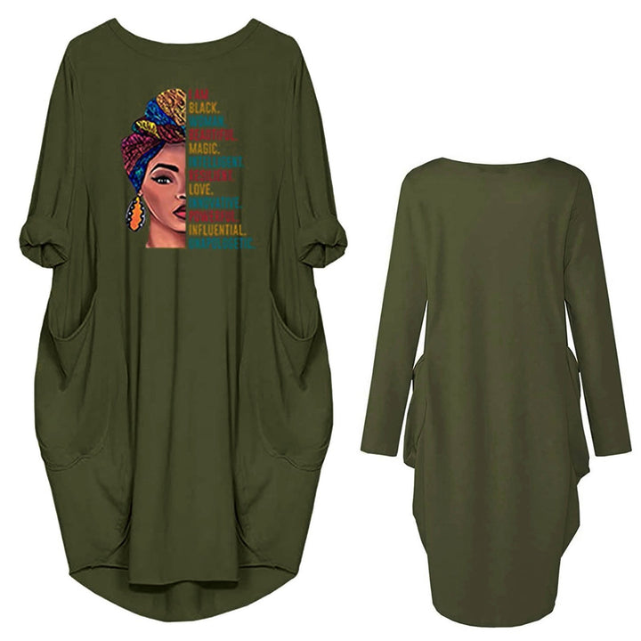 Dress for women with a relaxed fit, creative pattern and practical pockets Lune London