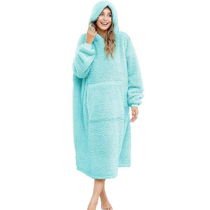 Men's cozy fleece bathrobe with hood and pockets Lune London