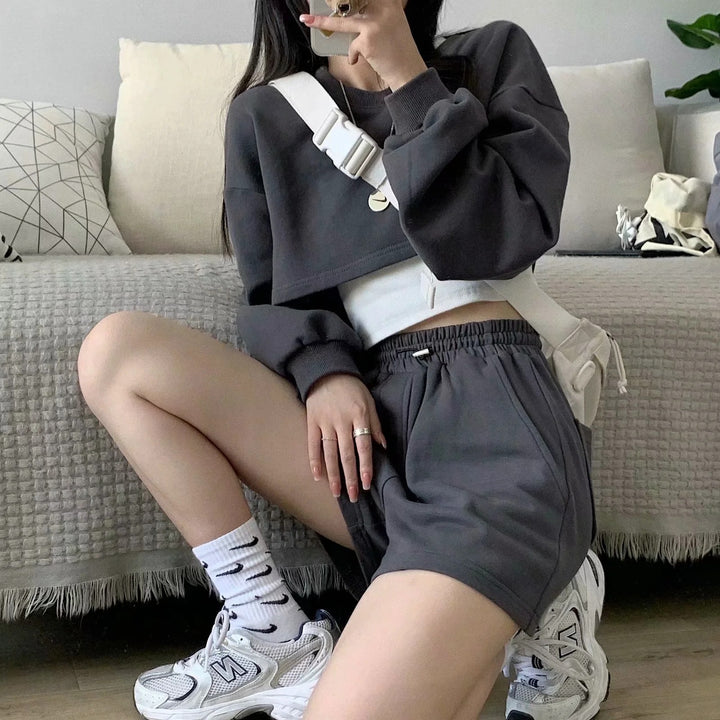 Women's casual crop top and shorts set Lune London