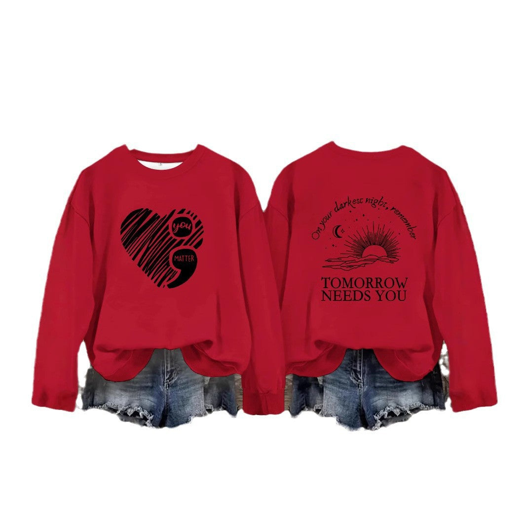 Sweatshirt femme avec impression inspirante et grand motif de coeur Chic & Stil