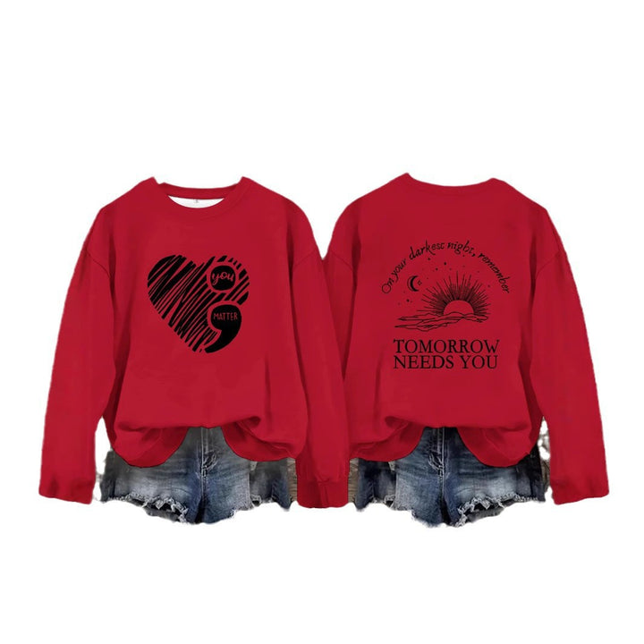 Sweatshirt femme avec impression inspirante et grand motif de coeur Chic & Stil