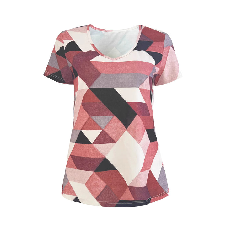 Women's V-neck t-shirt with geometric pattern and soft material Lune London