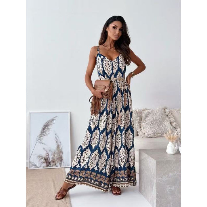 Ladies Bohemian Wide Leg Jumpsuit Lune London