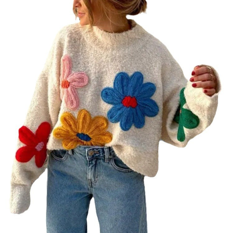 Ladies Stylish Sweater with Relief Floral Design Lune London