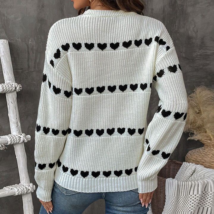 Casual knitted sweater for women with heart pattern Lune London