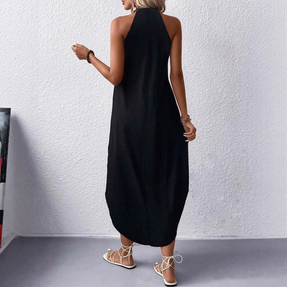 Casual summer maxi dress for women with an elegant backless design and practical pockets Lune London