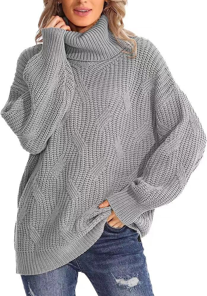 Oversized knitted sweater for women with high neck Lune London