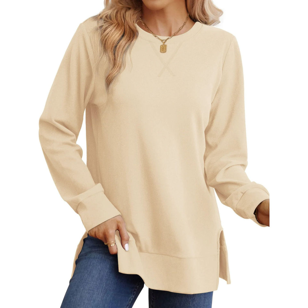Women Comfortable Long Sleeve Sweater with Side Slits Lune London