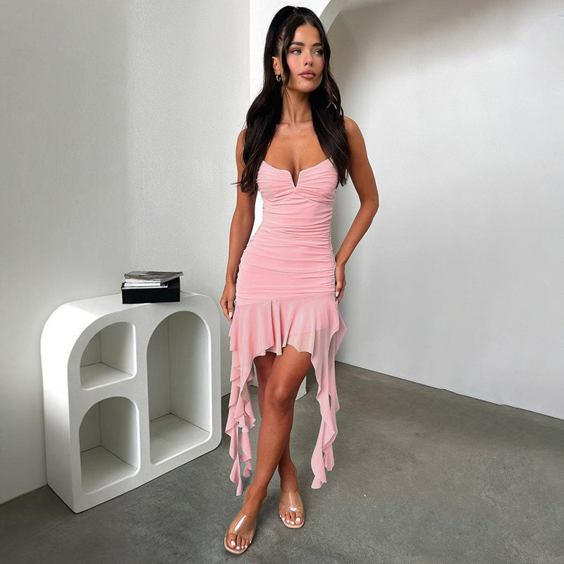 Lune London asymmetrical mini dress with ruffles