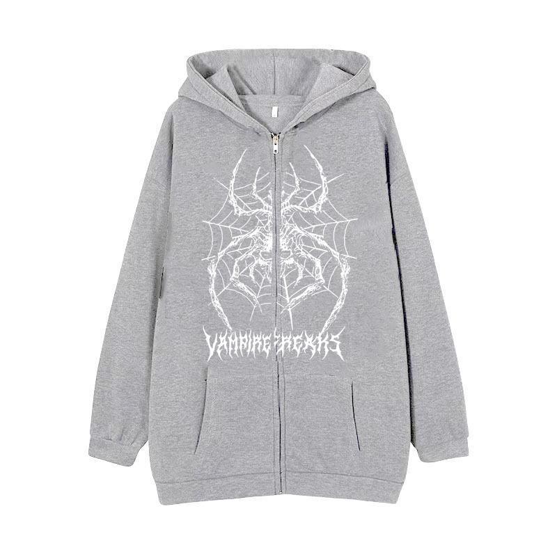 Women’s Long Sleeve Hoodie Jacket with Detailed Spider Motif Lune London