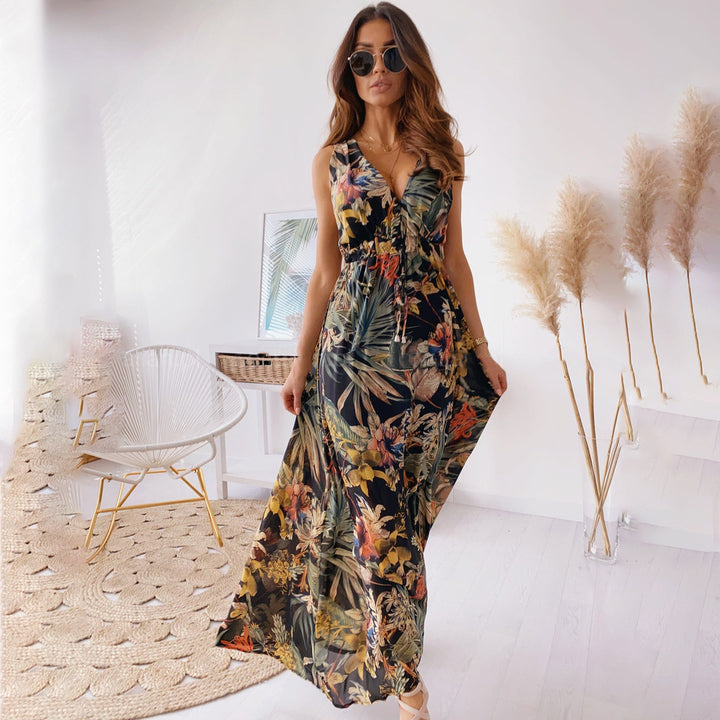 Women Tropical Print Maxi Dress Fluid Lune London