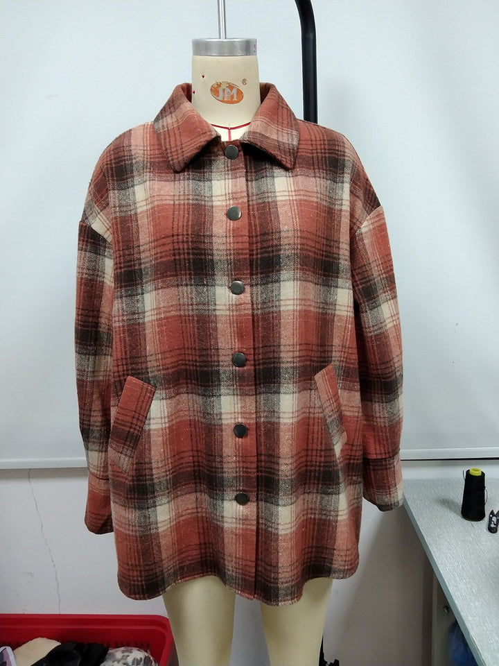 Lune London tartan design wool coat for women