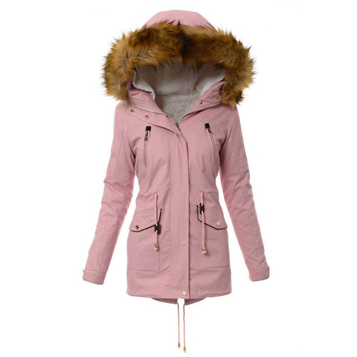 Ladies winter parka with removable faux fur collar Lune London