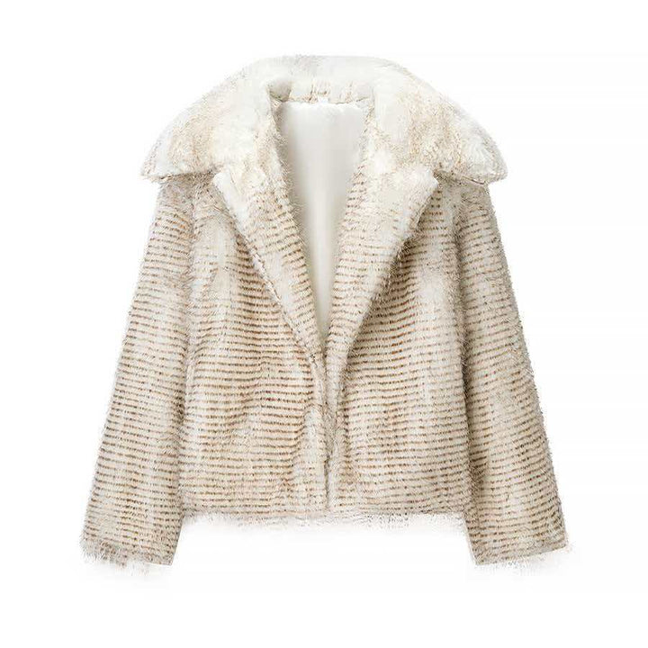 Veste en fausse fourrure à la mode pour femmes avec col élégant Chic & Stil