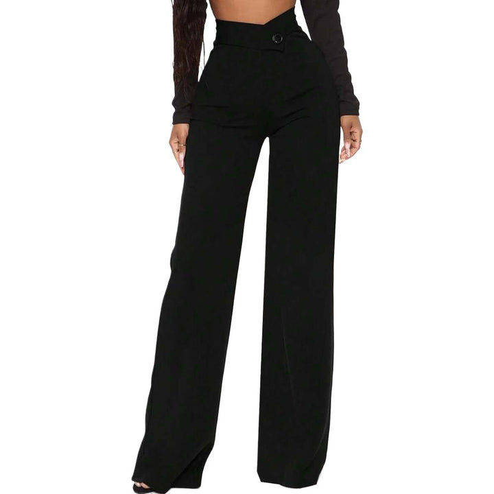 Pantalon large taille haute pour femmes avec ceinture élégante et plis de bon goût Chic & Stil