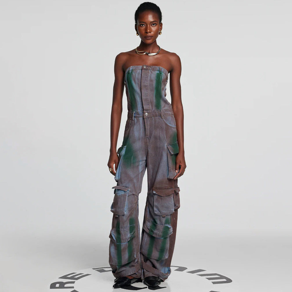 Women's cargo overalls with a versatile pocket design and elastic waist Lune London