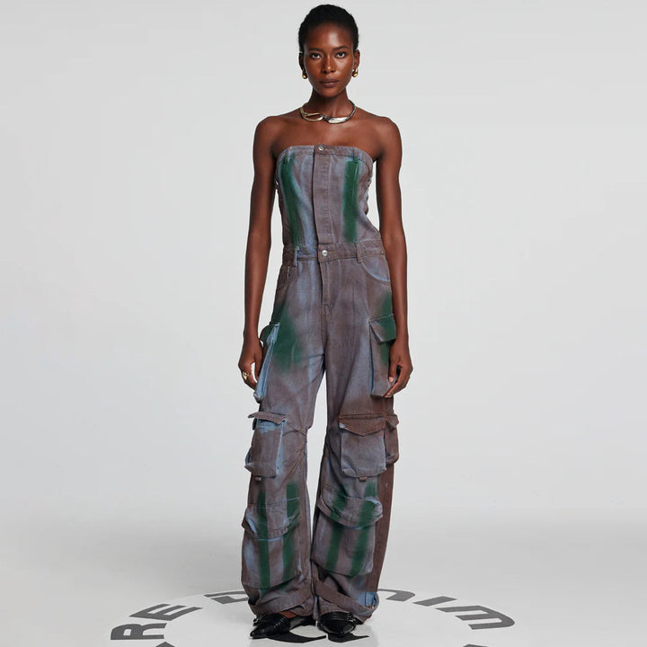 Women's cargo overalls with a versatile pocket design and elastic waist Lune London