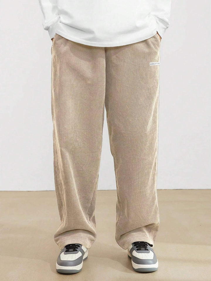 Wide corduroy pants for men with elastic waistband and practical side pockets Lune London