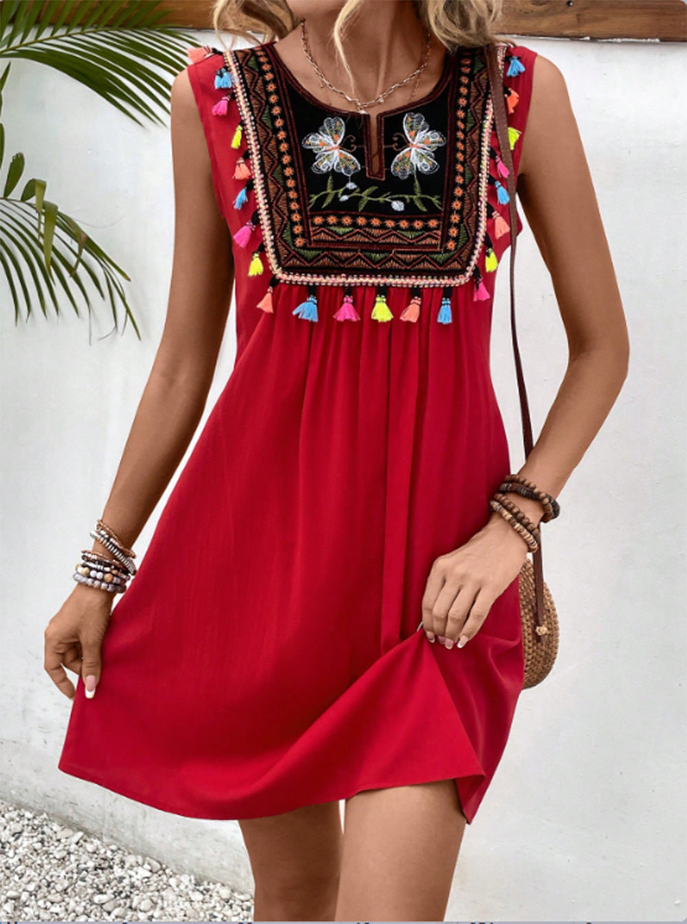 Lightweight summer dress for women with embroidered colorful detail Lune London
