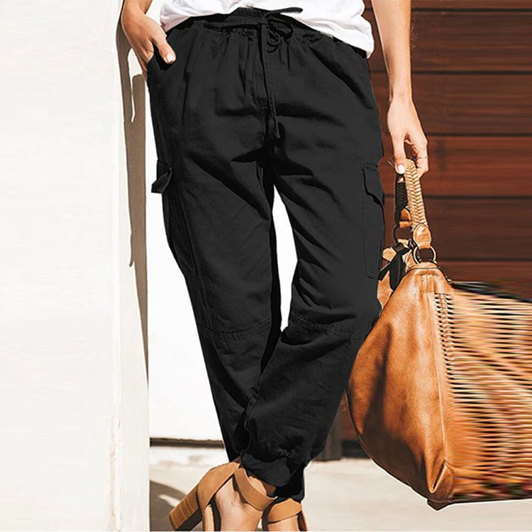 Women’s cargo pants with elastic waist and practical pockets Lune London