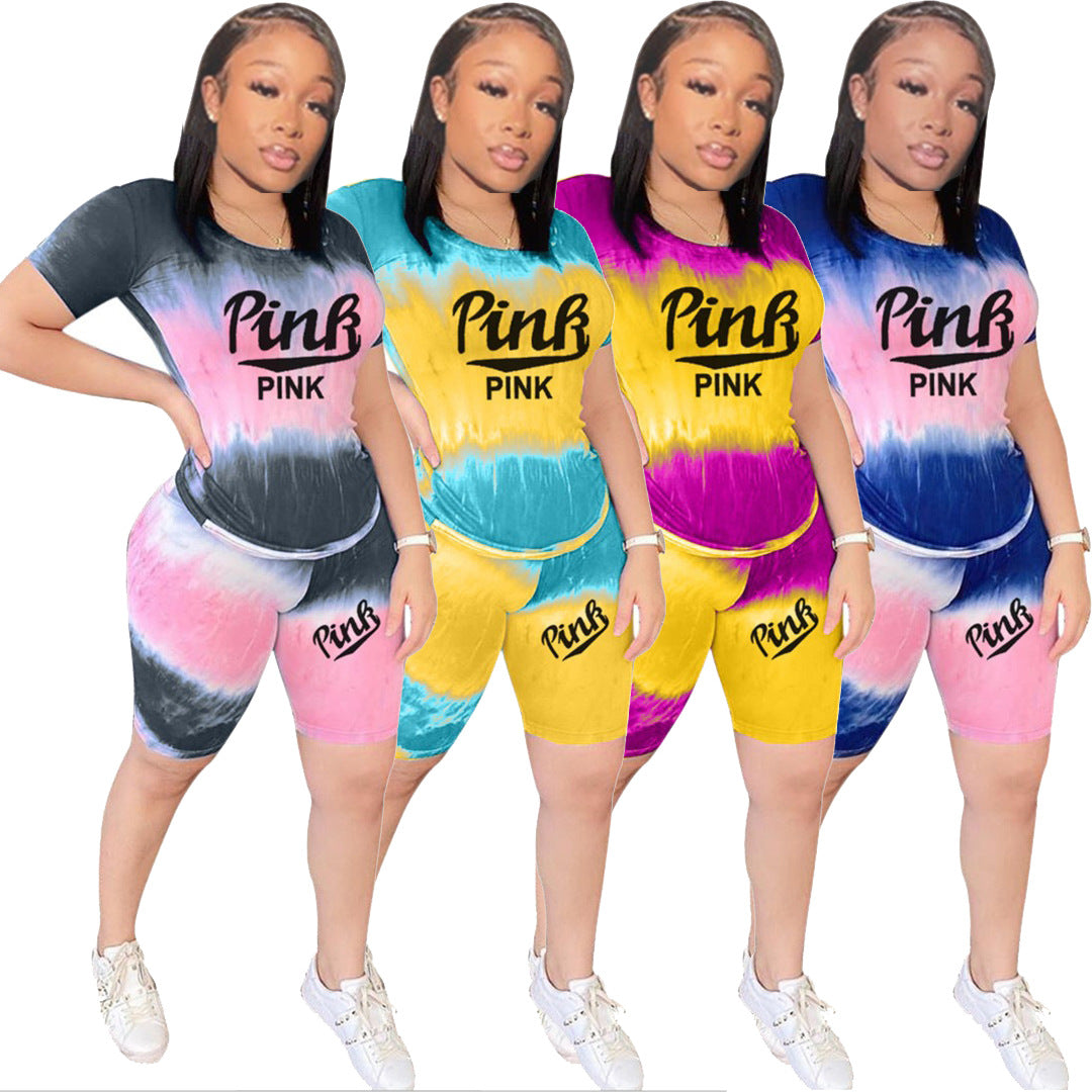 Tenue sportive pour femmes à manches courtes avec motif tie-dye tendance Chic & Stil