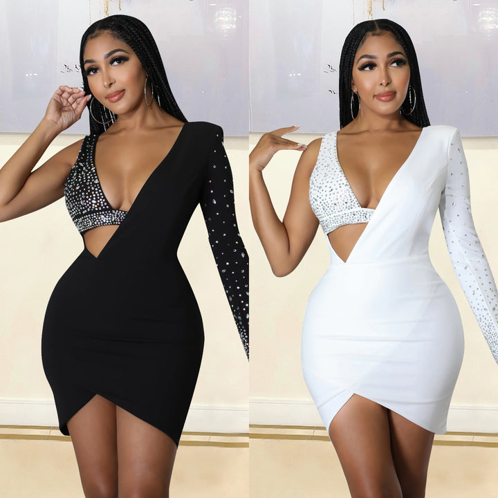 Ladies Elegant Mini Dress Cut Out with Rhinestone Details Lune London