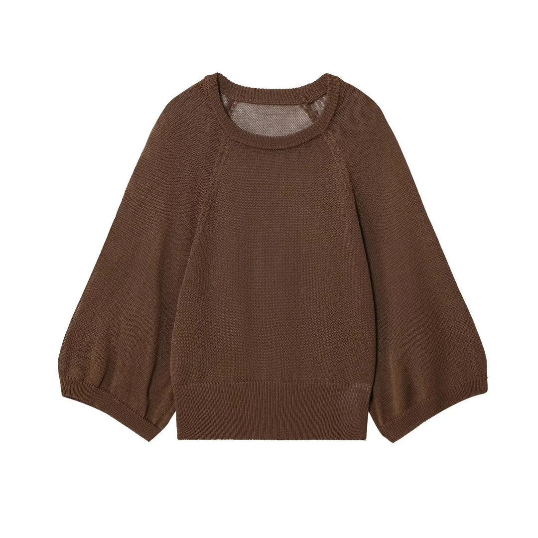 Pull femme décontracté avec manches larges et taille élastique Lune London