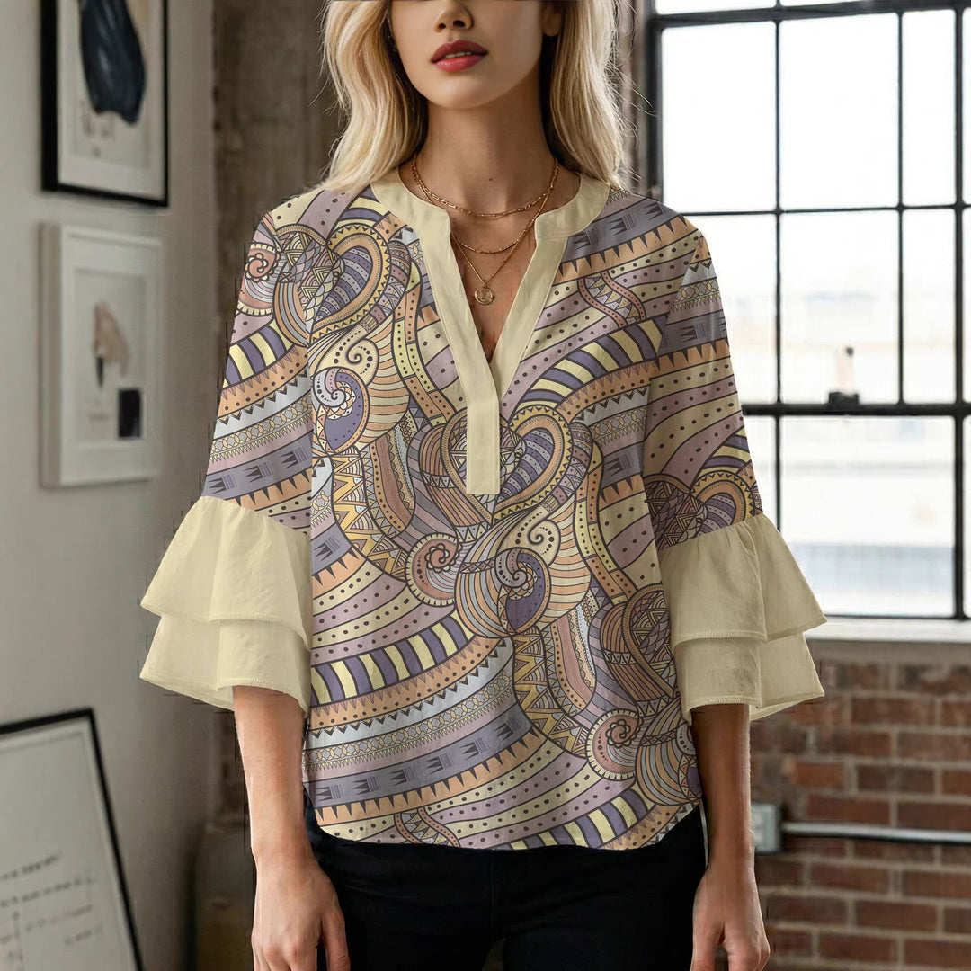 Women's flower creation with voluminous ruffled sleeves Lune London