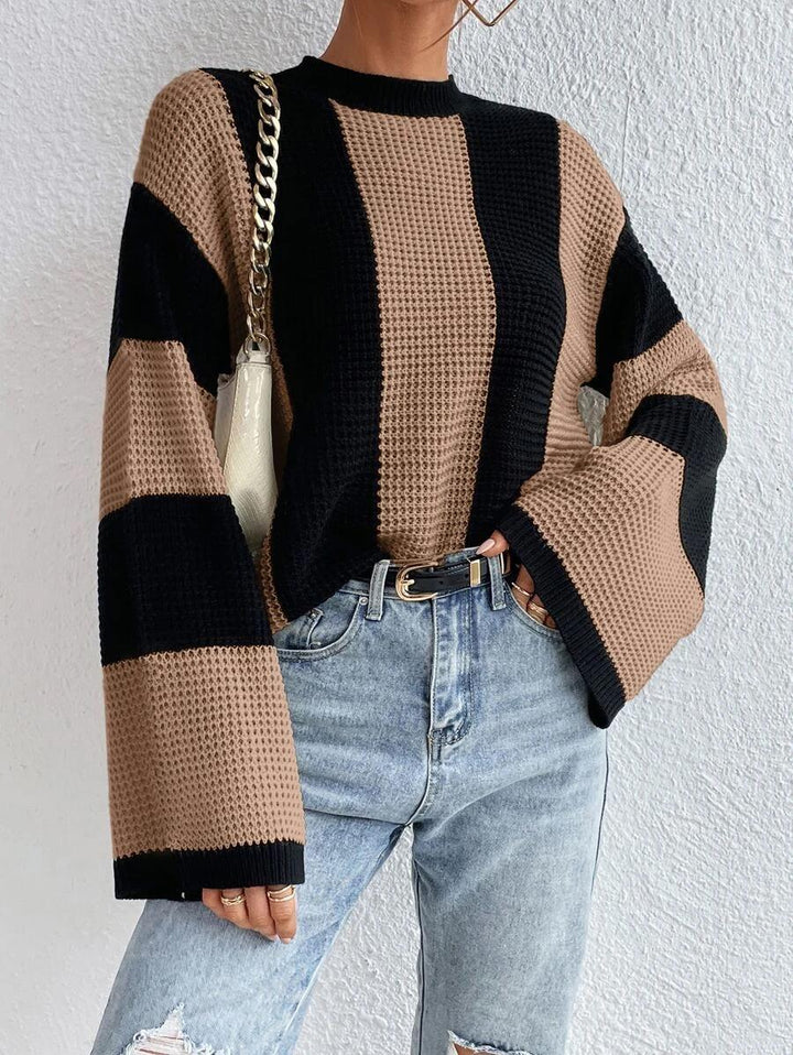 Oversized knitted sweater for ladies with a trendy striped pattern Lune London