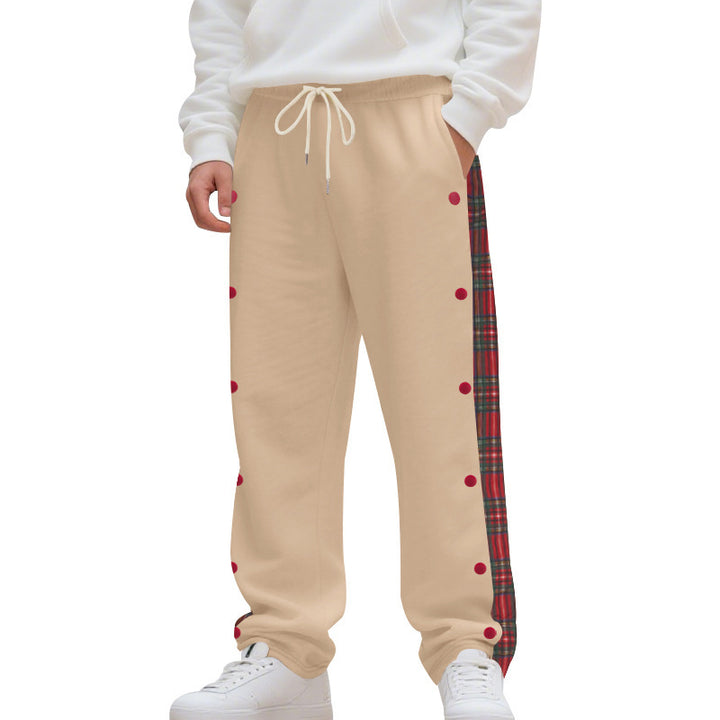 Lune London men's casual jogger pants with checked side stripe