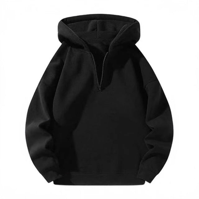 Women Fleece Hooded Pullover with Short Zip Opening Lune London