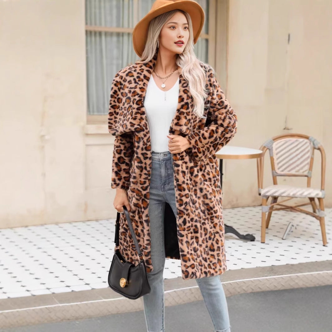 Lune London Leopard Print Faux Fur Coat for Women