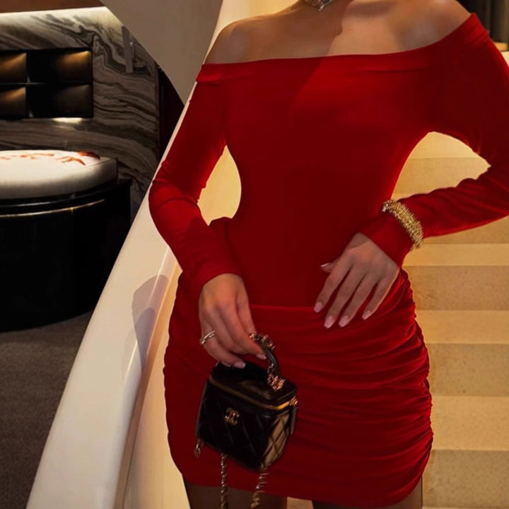 Mini off-shoulder dress for women with an elegant ruffle detail and a sculpting cut Lune London