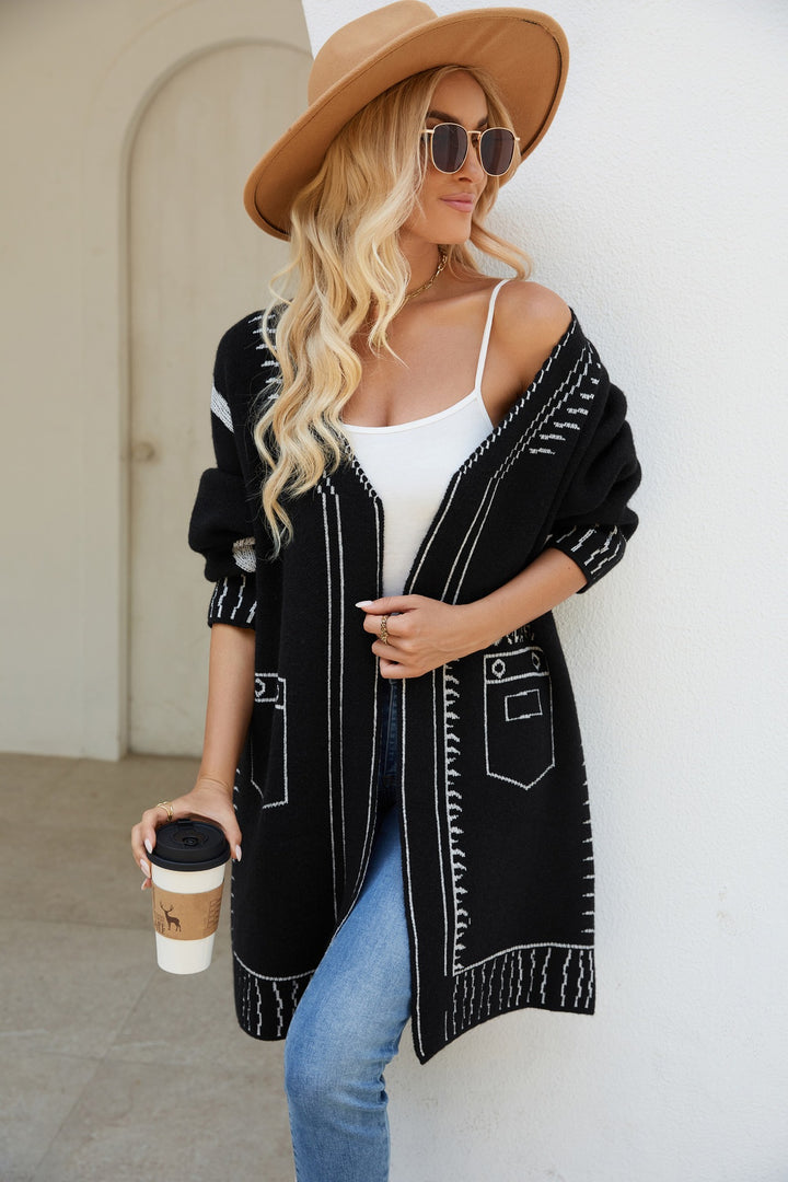 Cardigan pour femme avec motif tendance et élégant col en V Chic & Stil