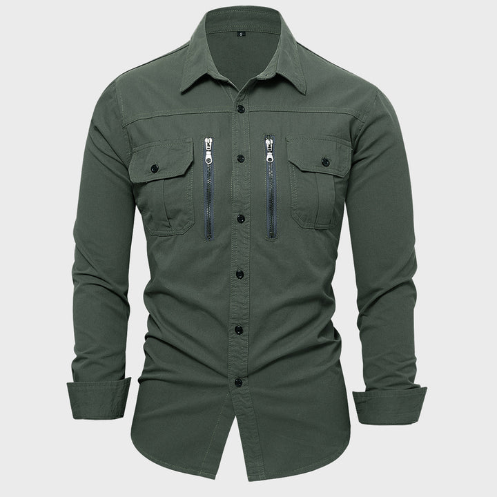 Men's cotton shirt with zip closure and chest pockets Lune London