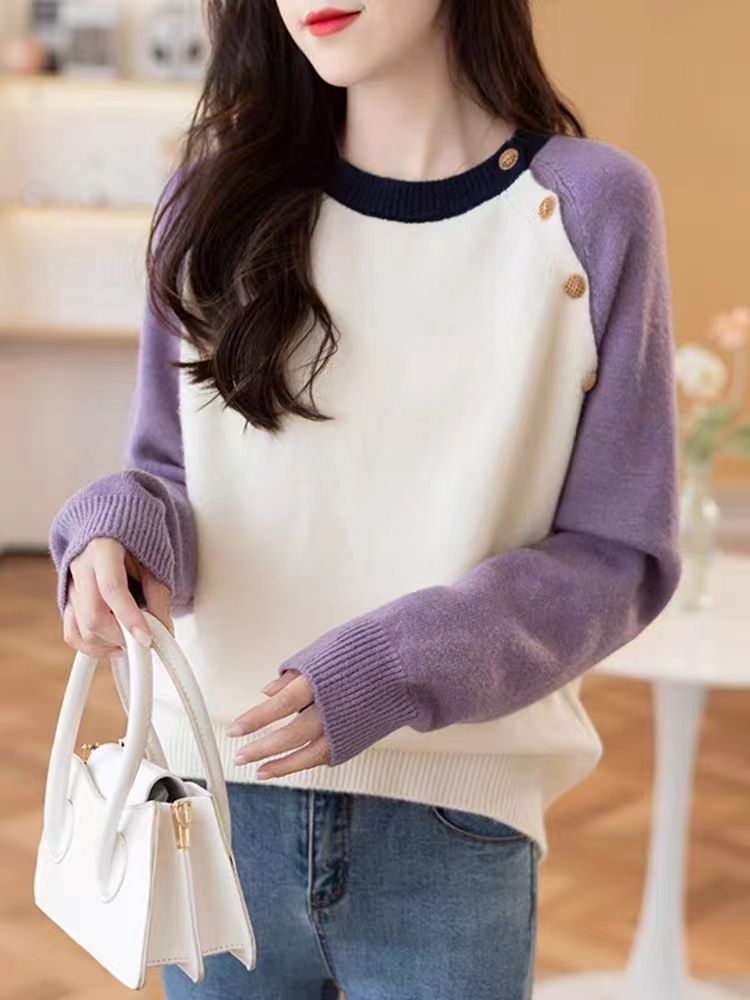 Pull en tricot confortable pour femmes avec de gros boutons Chic & Stil