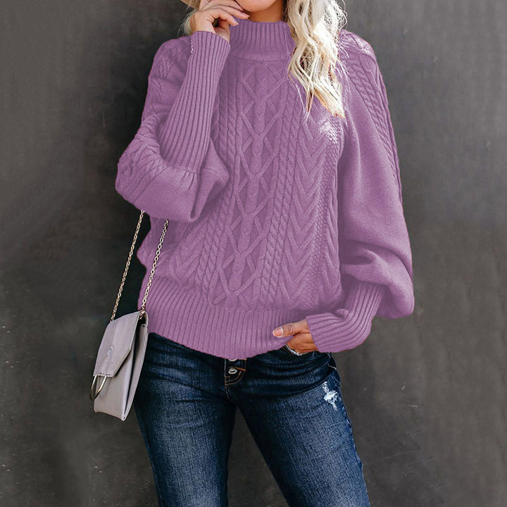 Pull en maille pour femmes avec col montant et motif en câble Chic & Stil