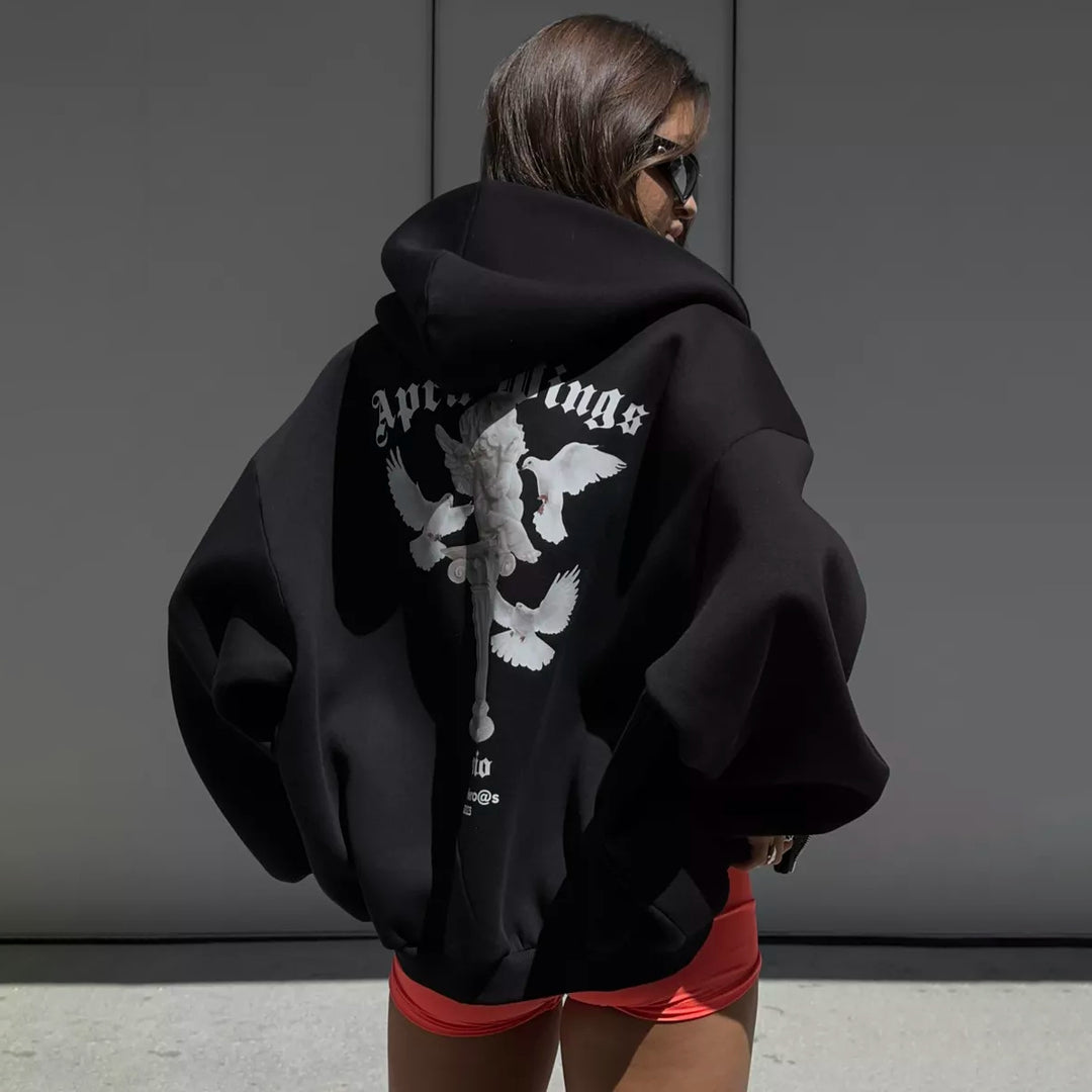 Women oversized hoodie with chic and stylish artistic print