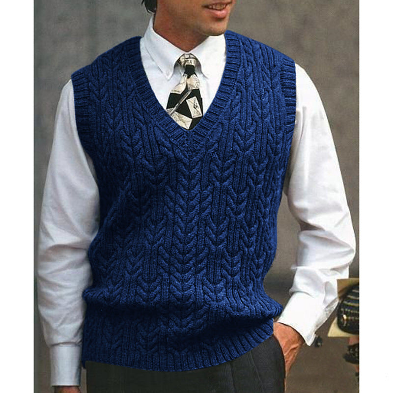 Men's Knit Vest with All-Over Cable Pattern Lune London
