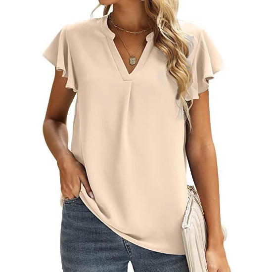 Ladies' blouse with gathered details and V-neck Chic und Stil